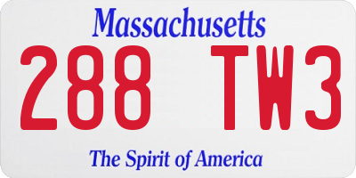 MA license plate 288TW3