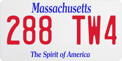 MA license plate 288TW4