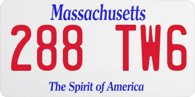 MA license plate 288TW6