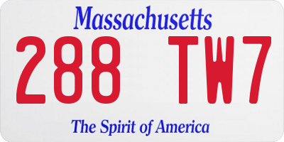 MA license plate 288TW7