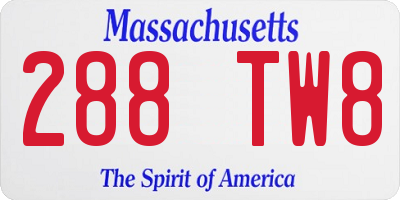 MA license plate 288TW8