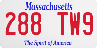 MA license plate 288TW9