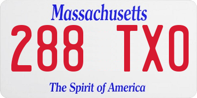 MA license plate 288TX0
