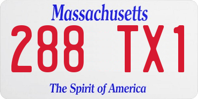 MA license plate 288TX1