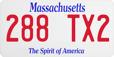 MA license plate 288TX2