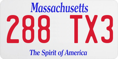 MA license plate 288TX3