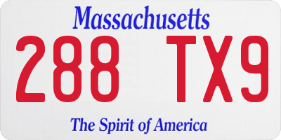 MA license plate 288TX9