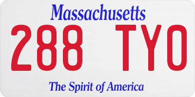 MA license plate 288TY0