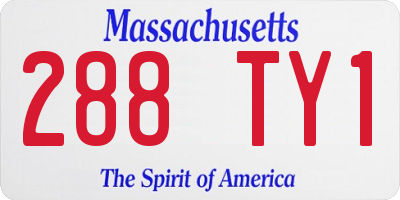 MA license plate 288TY1