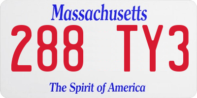 MA license plate 288TY3