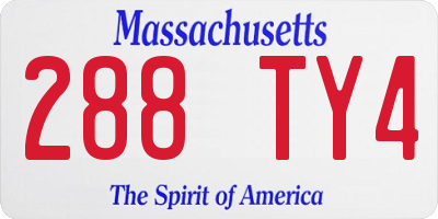MA license plate 288TY4