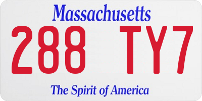 MA license plate 288TY7
