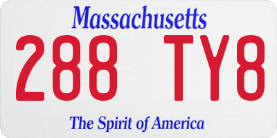 MA license plate 288TY8