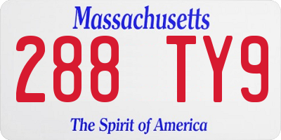 MA license plate 288TY9