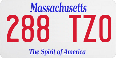 MA license plate 288TZ0