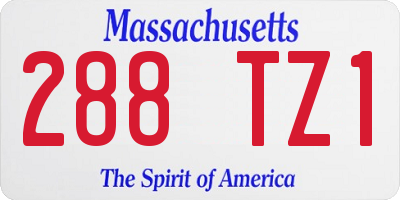 MA license plate 288TZ1