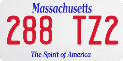 MA license plate 288TZ2