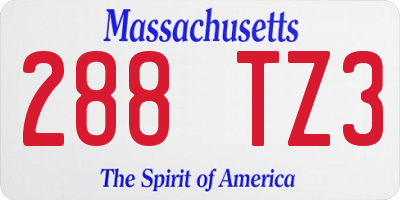 MA license plate 288TZ3