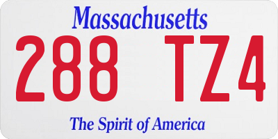 MA license plate 288TZ4