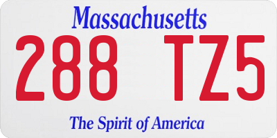 MA license plate 288TZ5