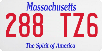MA license plate 288TZ6