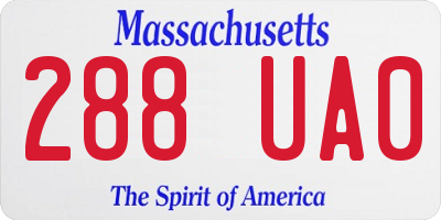 MA license plate 288UA0