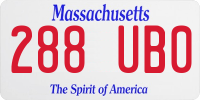 MA license plate 288UB0