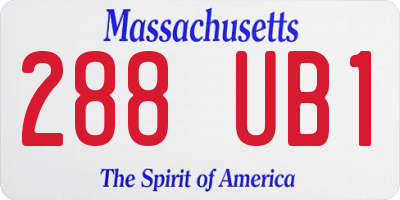 MA license plate 288UB1