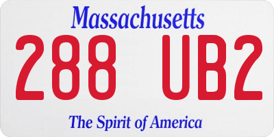 MA license plate 288UB2