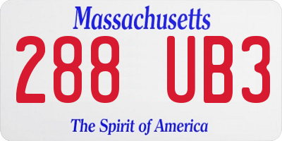 MA license plate 288UB3