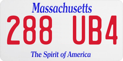 MA license plate 288UB4
