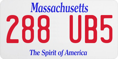 MA license plate 288UB5