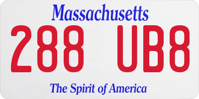 MA license plate 288UB8