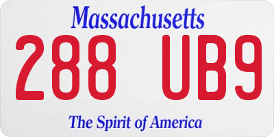 MA license plate 288UB9