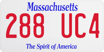 MA license plate 288UC4