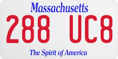MA license plate 288UC8