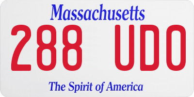 MA license plate 288UD0
