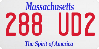 MA license plate 288UD2
