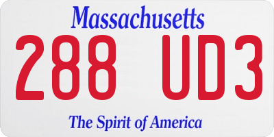 MA license plate 288UD3