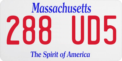 MA license plate 288UD5