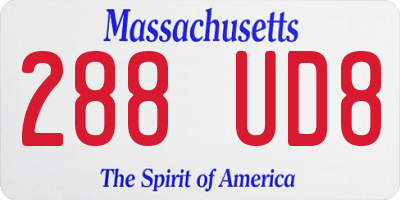 MA license plate 288UD8