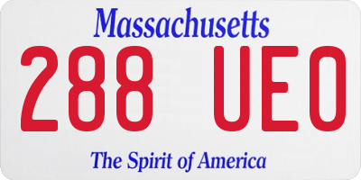 MA license plate 288UE0