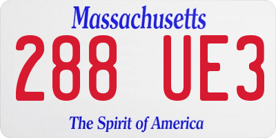 MA license plate 288UE3