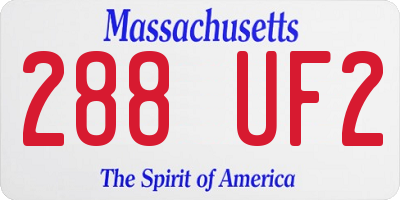 MA license plate 288UF2