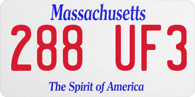 MA license plate 288UF3