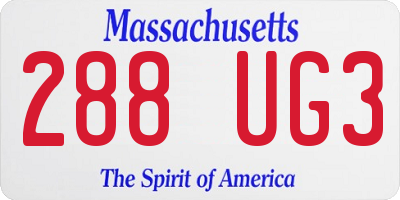 MA license plate 288UG3