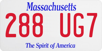 MA license plate 288UG7