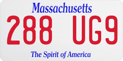 MA license plate 288UG9