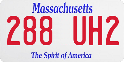 MA license plate 288UH2