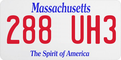 MA license plate 288UH3